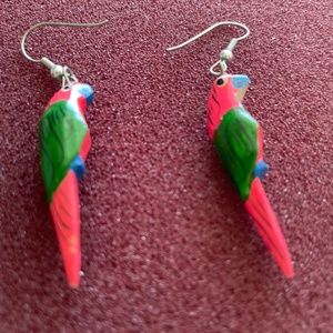 Vintage parrot earrings  Last picture shows a little paint  off under neck
